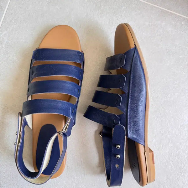 [BUNJANG] Oshu Designs Handmade Gladiator Strap Sandals (Navy & Beige) / 새상품 오슈디자인스 디자이너슈즈 수제화 네이비&베이지 글래디에이터 스트랩