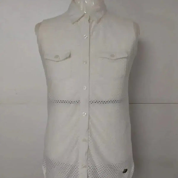 [BUNJANG] W Ideangel Sleeveless Mesh Vest White Size 66 / 66)와이드앵글 민소매 메쉬 조끼베스트