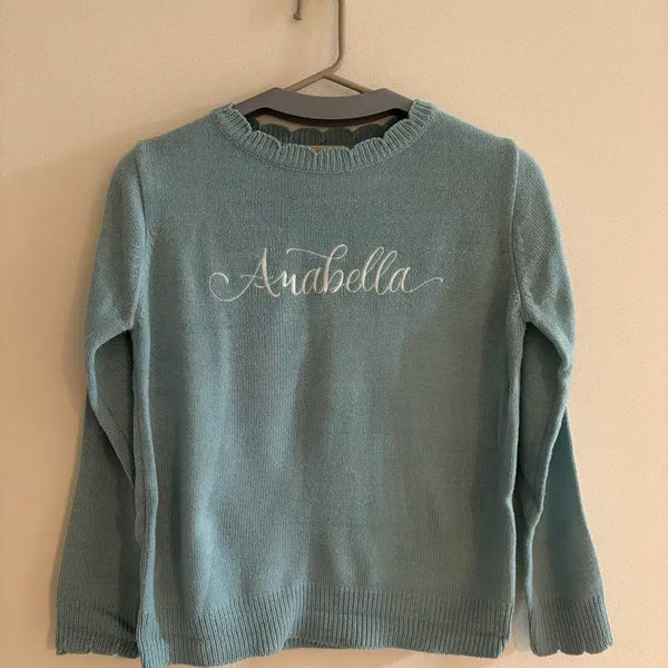 [BUNJANG] Sky Blue Annabella Embroidery Knit / 하늘색 니트