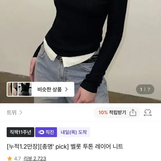 [BUNJANG] Twee Layer Knit / 새상품) 트위 레이어 니트