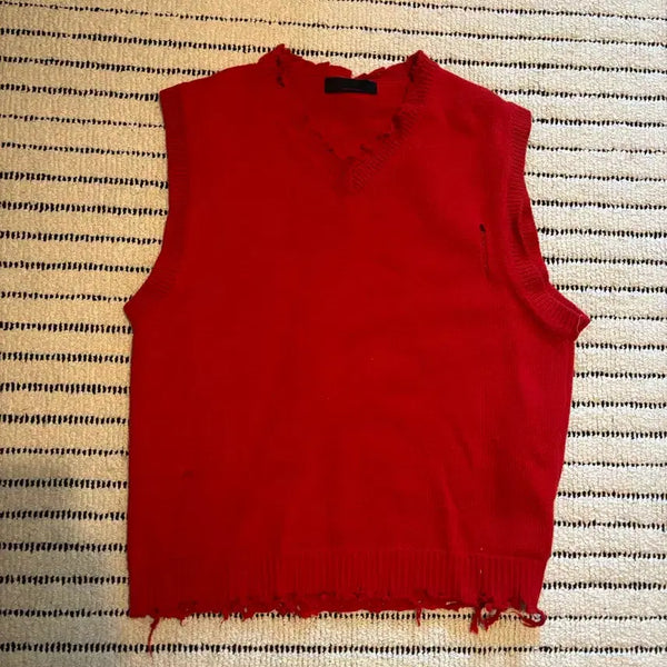 [BUNJANG] Anytime Roar Damage Knit Vest / [!옷정리특가!]애니타임로릭 데미지 니트 조끼