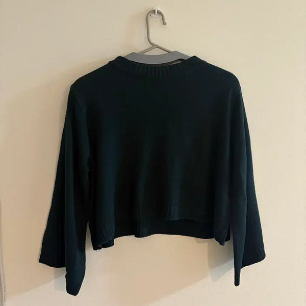 [BUNJANG] Deep Green Rayon Crop Knit / 딥그린 가오리 크롭 니트