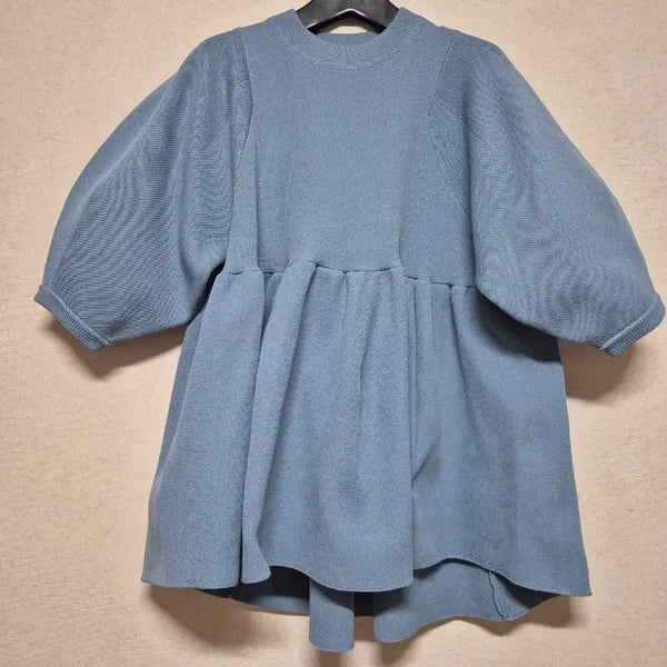 [BUNJANG] Unique Asymmetric Hem Knit Blouse / (새상품) 마르니 느낌나는 유니크하고 아방한 언발 상의