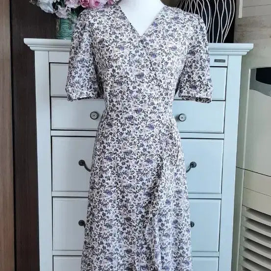 [BUNJANG] Floral Pattern Midi Dress with Waist Tie / 원피스 아주예뻐요~