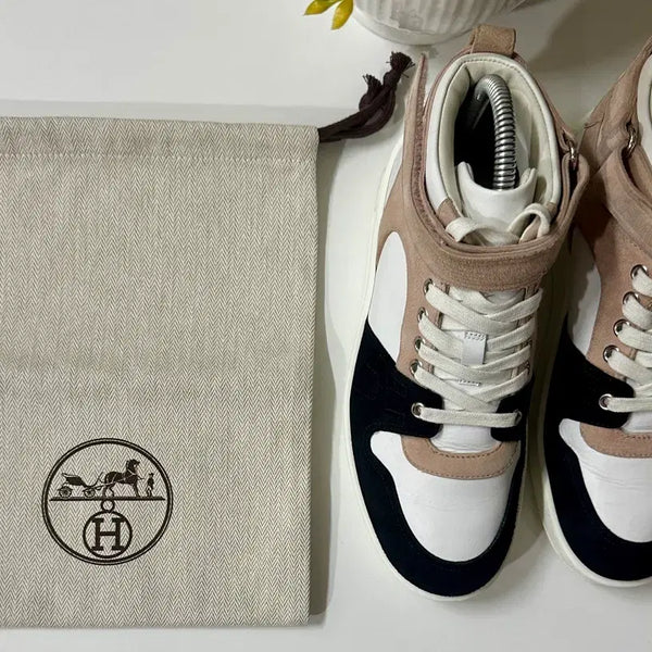 [BUNJANG] Hermès Leather Suede Trim Pink Sneakers Size 37 / 에르메스 핑크 스니커즈 가죽 스웨이드 트림 37