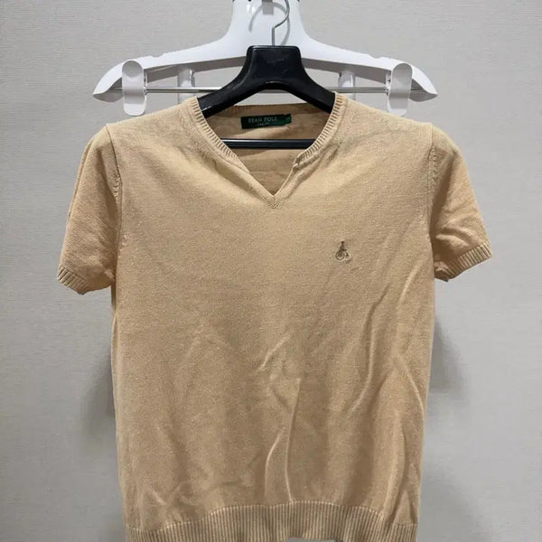 [BUNJANG] Beanpole Women's Linen Short-Sleeve Knit Top - Beige, Size 95 / 빈폴 여성 린넨 반팔 니트 95사이즈