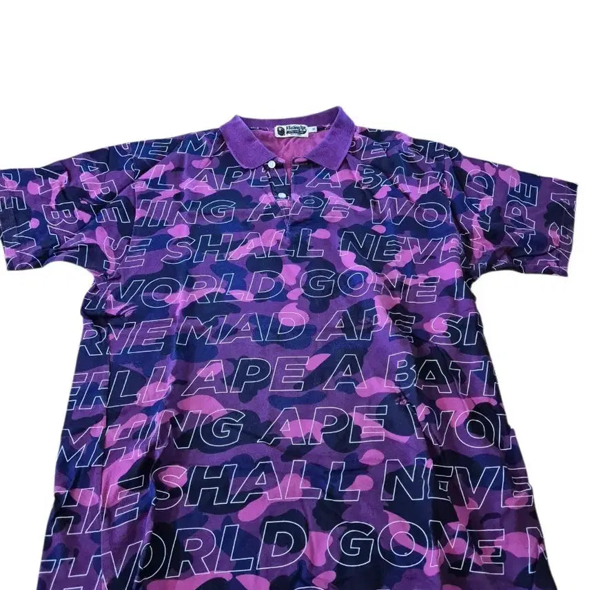[BUNJANG] A Bathing Ape Purple Camo Polo Shirt / A Bathing Ape 퍼플 카모 폴로티