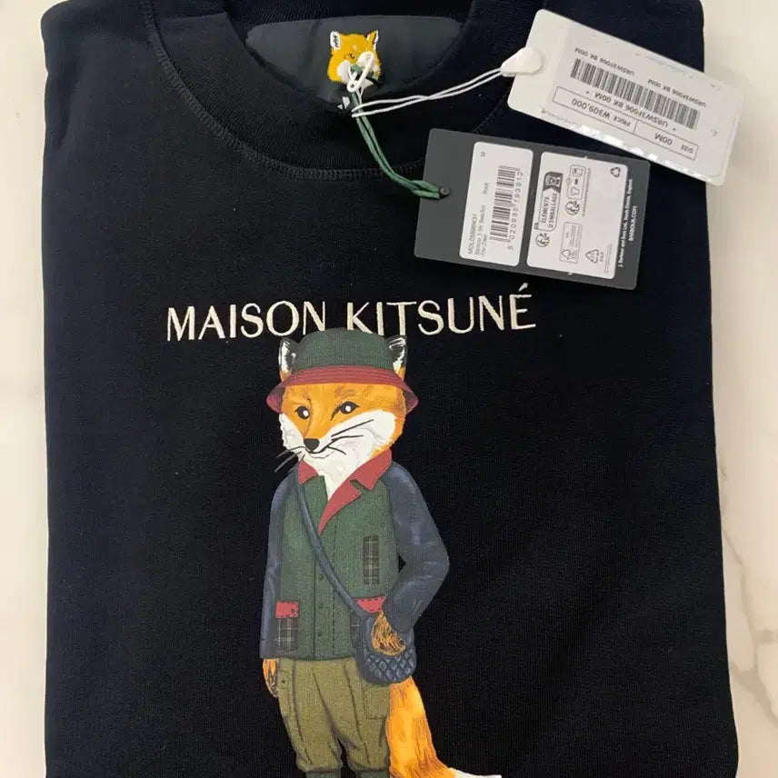 [BUNJANG] Maison Kitsuné x Barbour Fox Crew Sweatshirt Black M / 메종키츠네X바버 폭스 크루 맨투맨 블랙 M사이즈