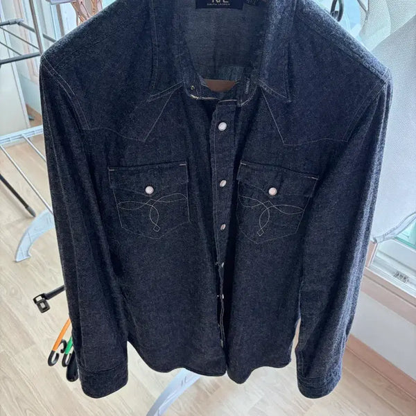 [BUNJANG] RRL Slim Fit Denim Western Shirt / RRL 더블알엘 슬림핏 데님 웨스턴 셔츠 L 과일나라 더쌈