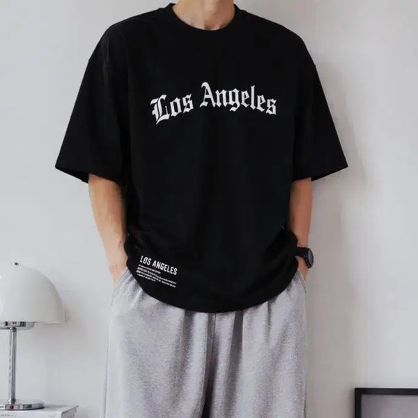 [BUNJANG] Lettering Short Sleeve Cotton T-Shirt Black XXL / 새상품 레터링 블랙 반팔면티