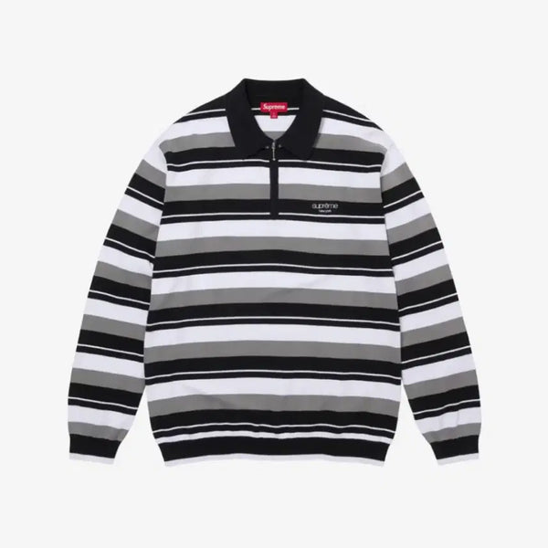 [BUNJANG] Supreme Stripe Zip L/S Polo Black XL / [XL] 슈프림 스트라이프 집 롱슬리브 폴로 블랙