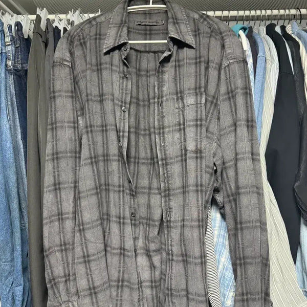 [BUNJANG] Branded All Day Check Shirt Black Charcoal M / 브랜디드 올데이 체크셔츠 블랙 차콜 m