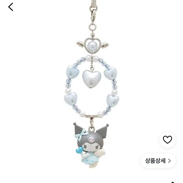 [BUNJANG] Sanrio Kuromi Dreaming Angel Yumemiru Strap Keychain / 산리오 쿠로미 꿈꾸는 엔젤 유메미루 스트랩 키링