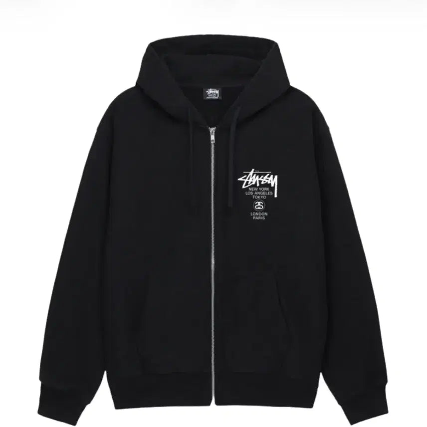 [BUNJANG] Stussy World Tour Hoodie Black Size S New / 스투시 월드투어 후드집업 26 블랙 새상품 S