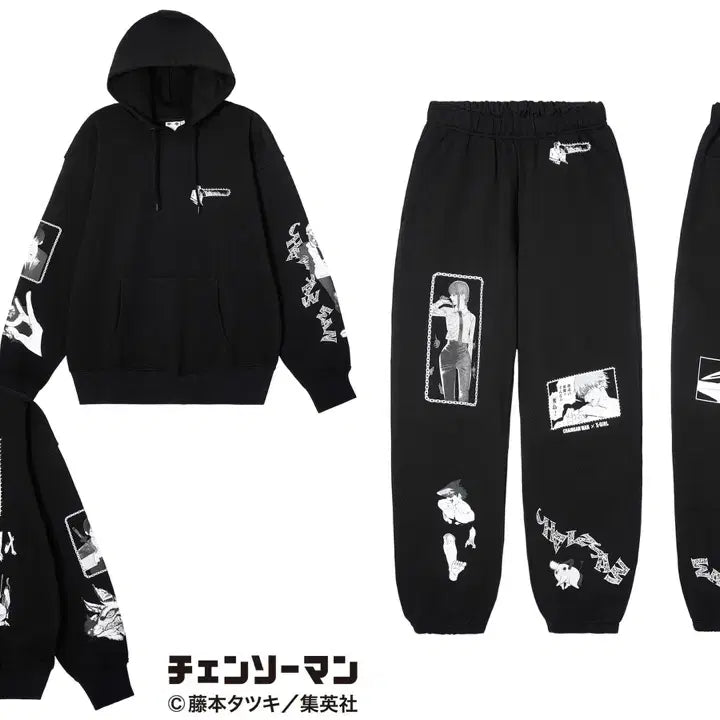 [BUNJANG] X-girl x Chainsaw Man Collaboration Hooded Zip-Up Jacket & Pants Set / 택포35.0)X-girl x CHAINSAW MAN 후드집업&팬츠