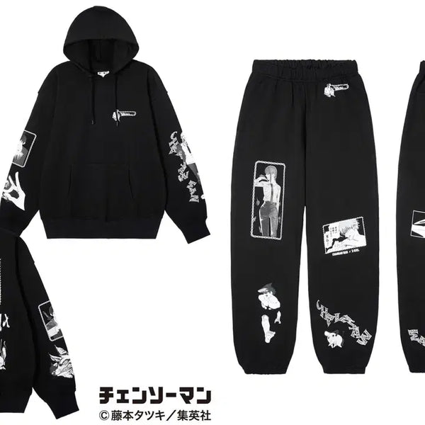 [BUNJANG] X-girl x Chainsaw Man Collaboration Hooded Zip-Up Jacket & Pants Set / 택포35.0)X-girl x CHAINSAW MAN 후드집업&팬츠