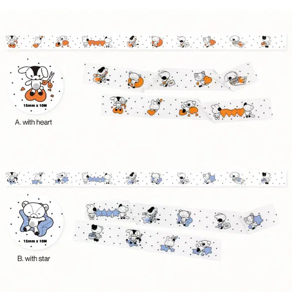 [BUNJANG] Kkikiki Washi Tape Set (Heart & Star Designs) / 케이키 with heart/with star 마테 2종