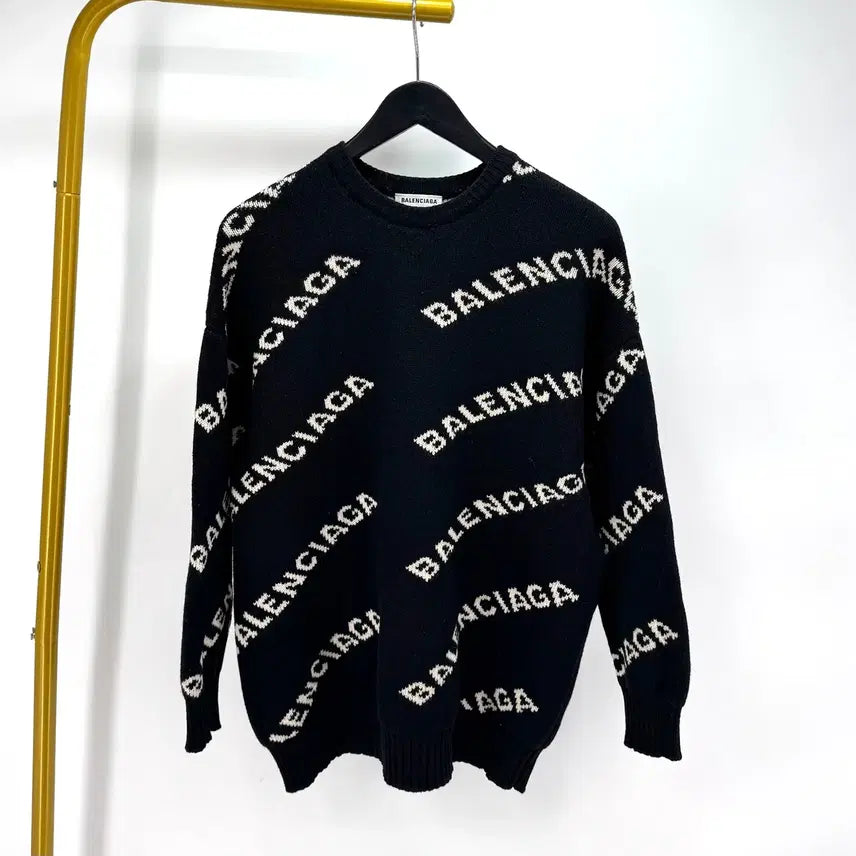 [BUNJANG] Balenciaga Multi-Logo Knit Sweater Black / [36사이즈] 발렌시아가 멀티로고 니트 스웨터 블랙 (529060)
