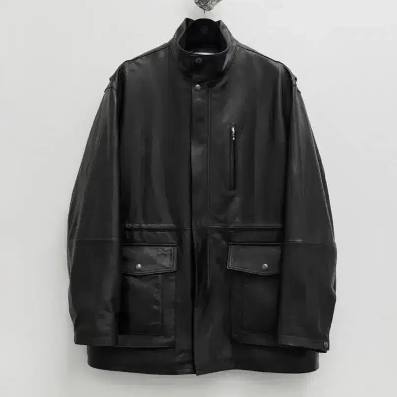 [BUNJANG] 24FW Youth High Neck Leather Half Coat Black / [S] 24FW 유스 하이넥 레더 하프 코트 블랙