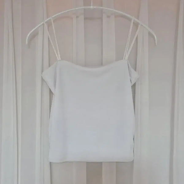 [BUNJANG] Hipnatic Self-Produced Two-Line Crop Tank Top Innerwear - White / 히프나틱 자체제작 두줄 크롭 나시 이너웨어 화이트