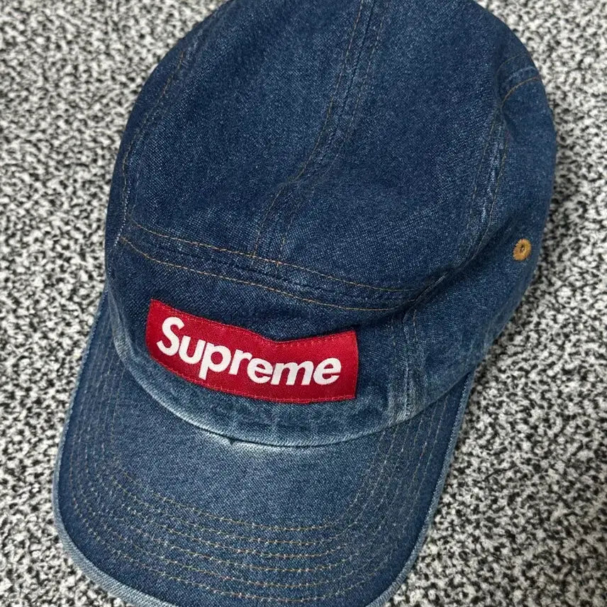 [BUNJANG] Supreme Washed Chino Denim Camp Cap / 슈프림 워시드 치노 데님 캠프캡
