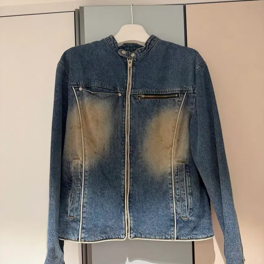 [BUNJANG] TheOpen Product Men's Denim Biker Jacket / 더오픈프로덕트(오픈와이와이) 맨즈 데님 바이커 자 켓