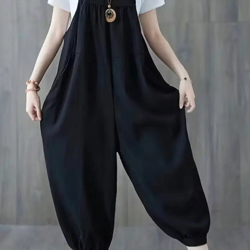[BUNJANG] Black Jumpsuit / 새상품 블랙 멜빵  점프수트