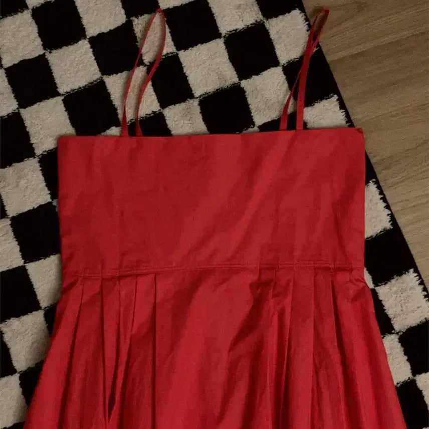 [BUNJANG] Red Flare Sleeveless Long Dress / 레드 플레어 끈나시 롱 원피스