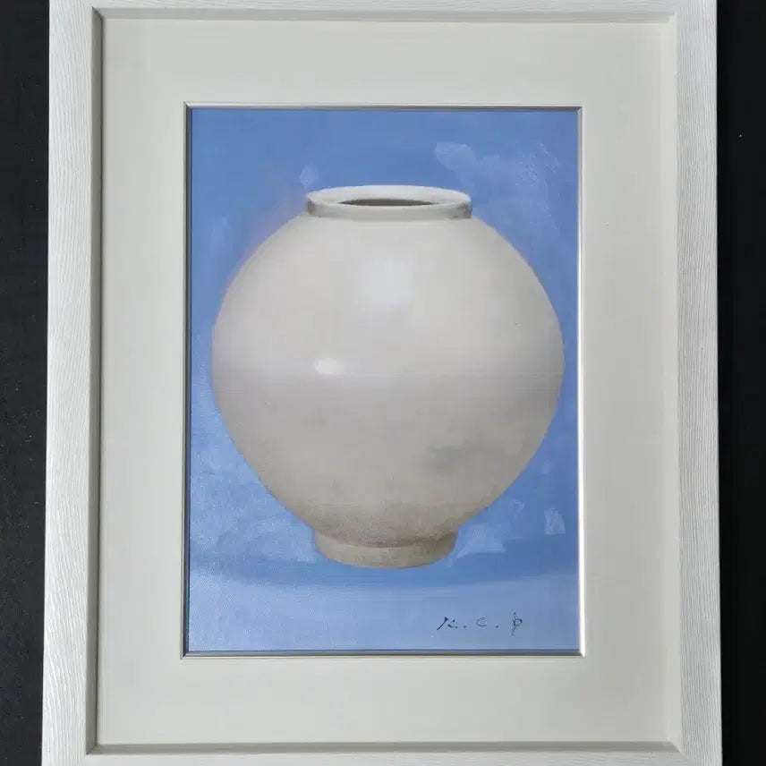 [BUNJANG] Park Kwangchul "Moon Jar" Framed Painting (44x34cm) / 박광출-달항아리(액자사이즈: 44x 34)신작-작품선택필수