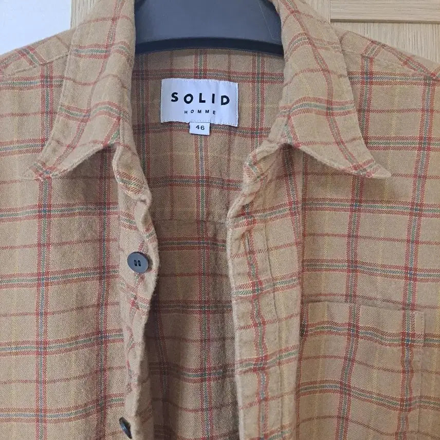 [BUNJANG] Solid Homme Beige Check Shirt Size 46 / 솔리드옴므 체크 셔츠 46사이즈