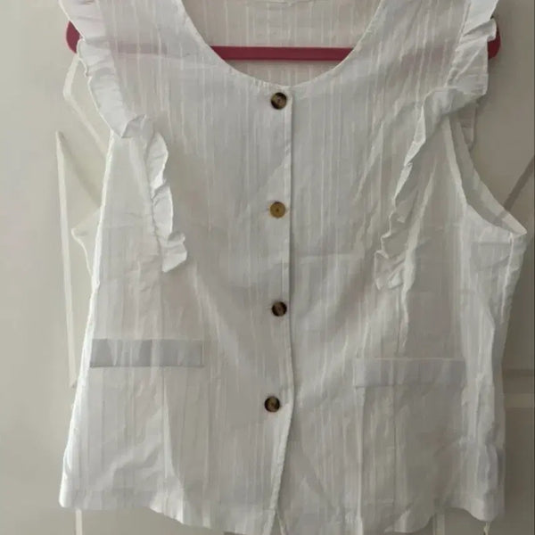 [BUNJANG] Frill Blouse Size 55 / 새상품) 55사이즈 프릴 블라우스