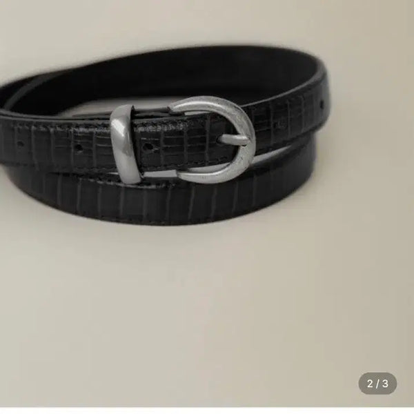 [BUNJANG] Nothing Written Lizard Leather Belt Black / 낫띵리튼 Lizard leather belt (Black)