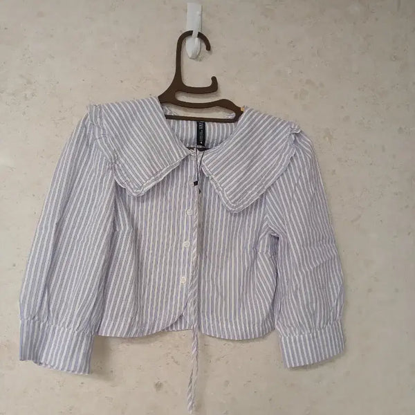 [BUNJANG] Zara Striped Cropped Blouse / 자라 스트라이프 크롭 블라우스 새 옷
