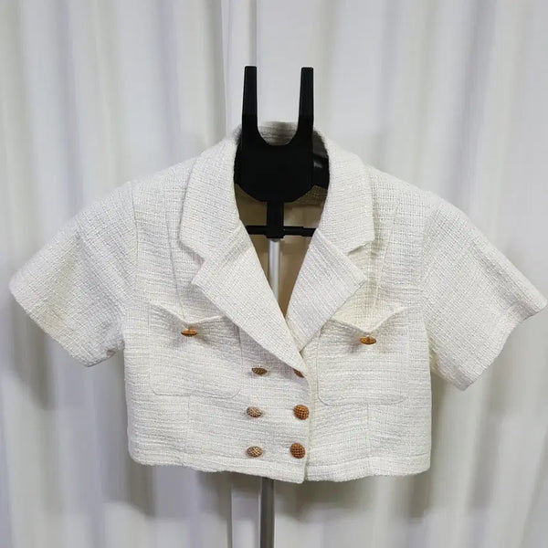 [BUNJANG] Oiljang Women's Tweed Short Sleeve Jacket Size 66 / 여성 트위드 반팔 자켓 66 오일장