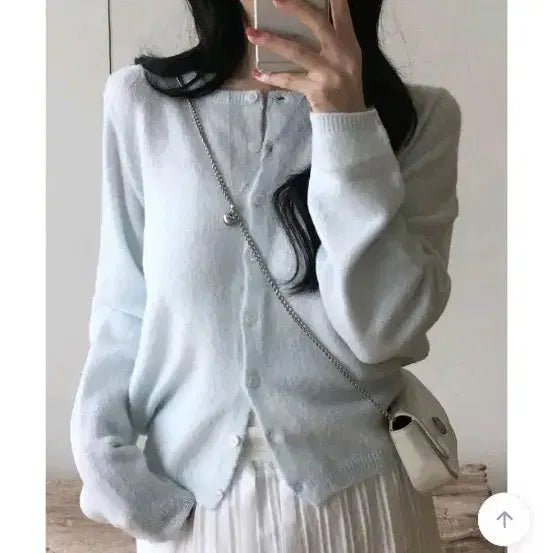 [BUNJANG] Sorbet Round Cardigan Sky Blue / 소르베 라운드 가디건 스카이블루