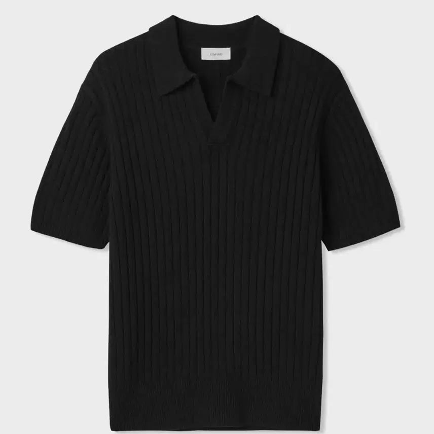 [BUNJANG] LeMarche Boucle Open Collar Half Knit Black / 르마드 부클 오픈카라 하프 니트 블랙