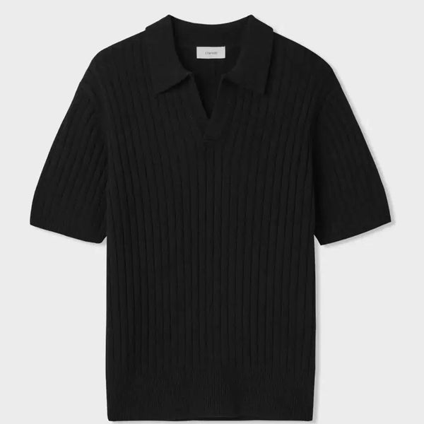 [BUNJANG] LeMarche Boucle Open Collar Half Knit Black / 르마드 부클 오픈카라 하프 니트 블랙