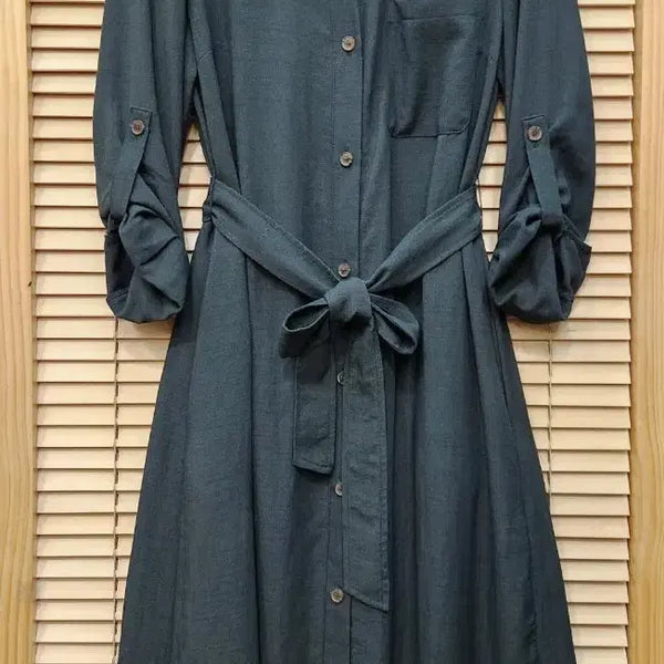 [BUNJANG] Tahari Shirt Long Dress Deep Green / (새상품급)타하리 셔츠형 롱원피스 딥그린