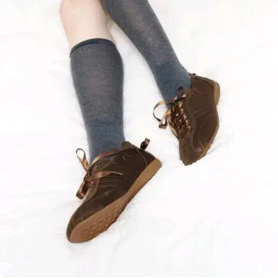 [BUNJANG] KHIHO Pleats Bag Ribbon Sneakers Brown 230mm / 기호KHIHO 플리에백 리본 스니커즈