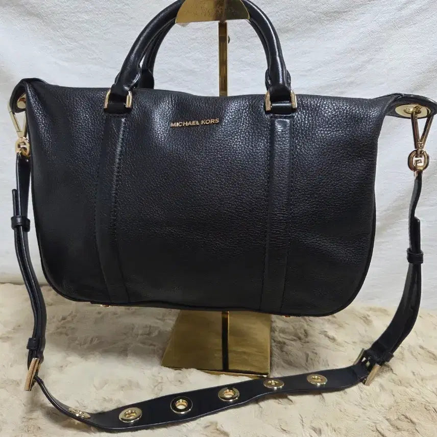 [BUNJANG] Michael Kors Black Leather Tote Bag Crossbody / 마이클코어스 블랙 레더 토트백 크로스백