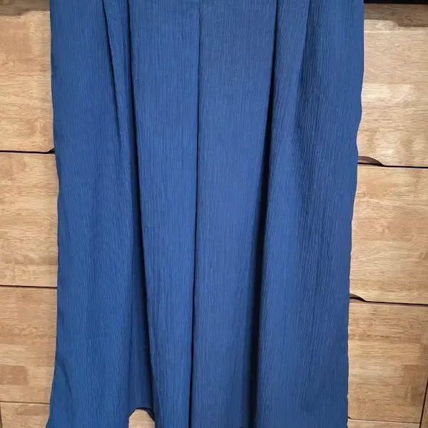 [BUNJANG] Navy Pleated Wide Skirt Pants / 네이비 치마 통바지