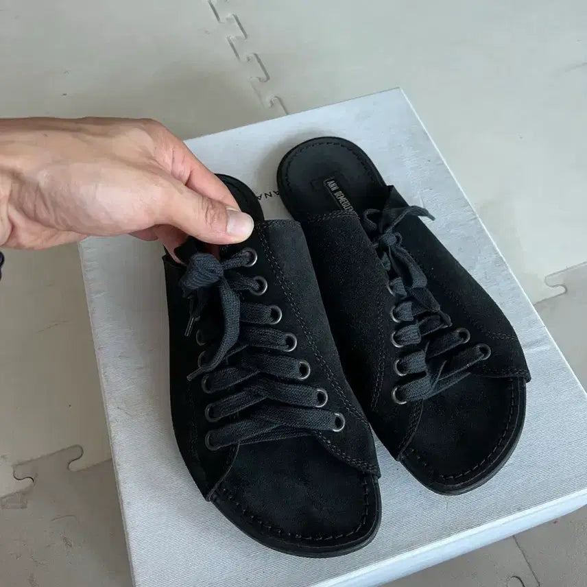[BUNJANG] Ann Demeulemeester Suede Lace Slippers (Size 275) / 42.5사이즈 앤 드뮐미스터 스웨이드 레이스 슬리퍼