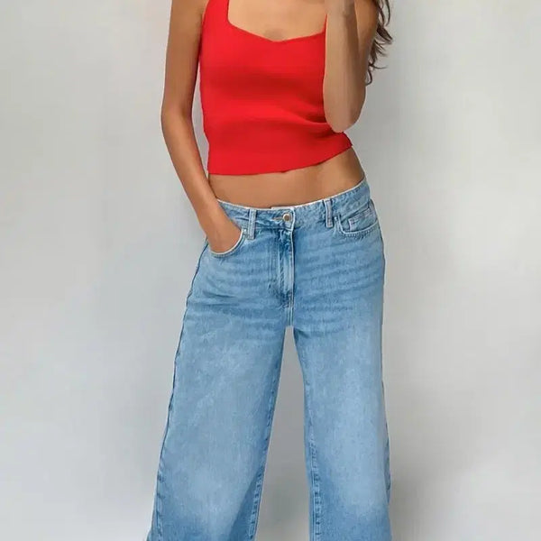 [BUNJANG] Zara Plain Knit Crop Top - Red / ZARA 자라 플레인 니트 크롭 탑 레드, 자라 니트 나시