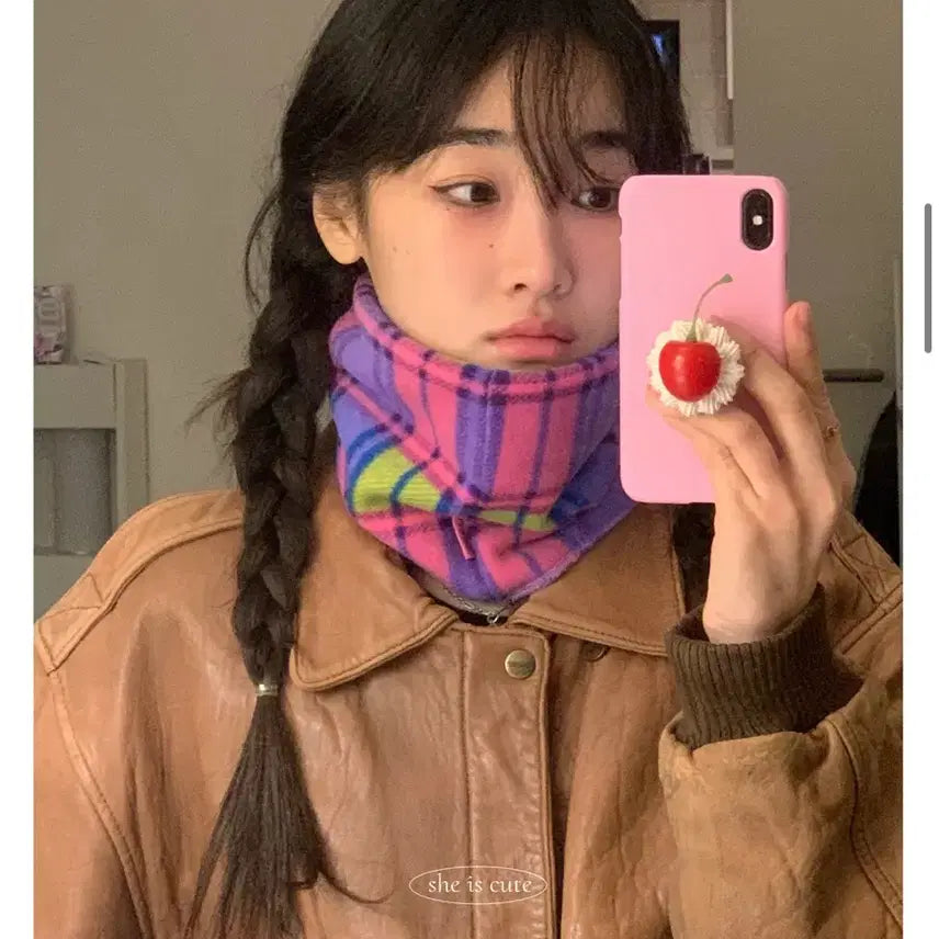 [BUNJANG] She's Cute Fleece Neck Warmer Purple / 쉬이즈큐트 플리스 넥워머 퍼플