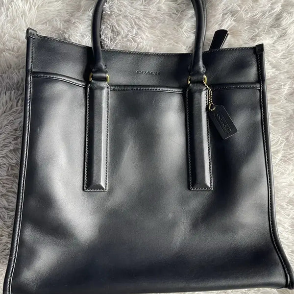 [BUNJANG] Old Coach Black Leather Tote Bag / 올드코치 빈티지 코치 블랙 가죽 토트백 레어
