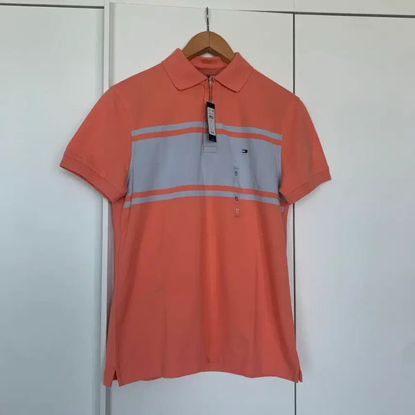 [BUNJANG] Tommy Hilfiger Striped Short-Sleeve Polo Shirt / Tommy Hilfiger 타미힐피거 스트라이프 반팔카라티 95 사이즈