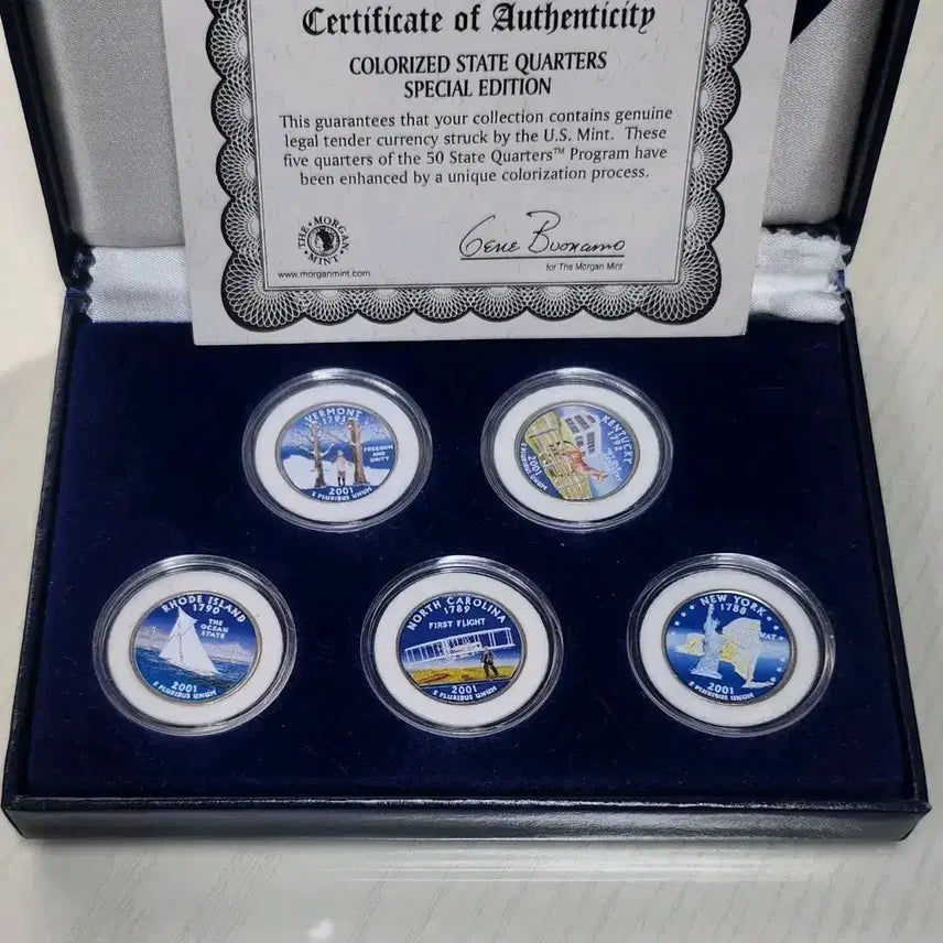 [BUNJANG] The Morgan Mint United States State Quarters 2001 Mint Colorized Coin 5-Coin Set / [색채주화] 미국주 모건 민트 컬러 주화 5개 세트 K146