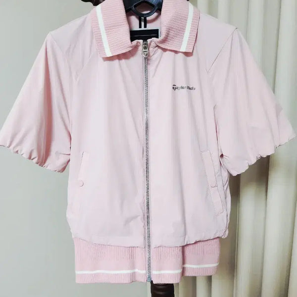 [BUNJANG] TaylorMade Women's Golf Half-Sleeve Windbreaker Zip-Up Pink Size 90 / 테일러메이드 여성 골프 반팔 바람막이 집업 핑크 90