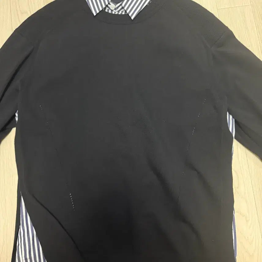 [BUNJANG] Black Knit Layered Shirt / 블랙 니트 레이어드 셔츠