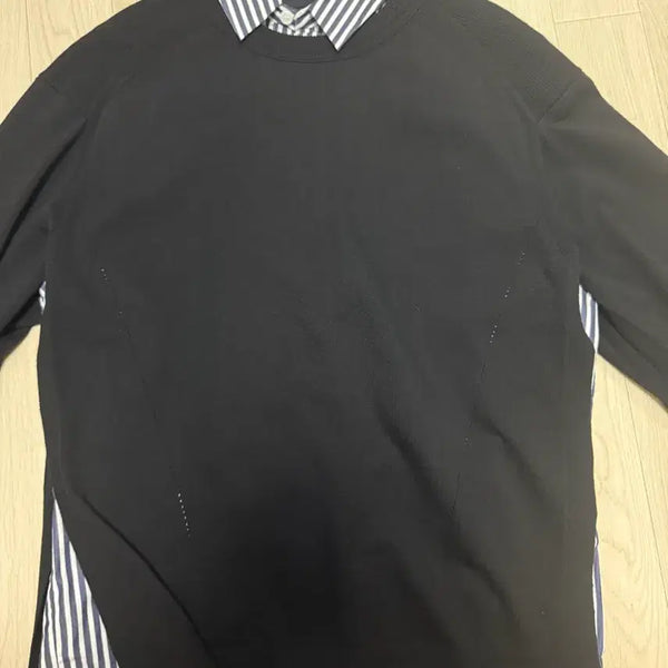 [BUNJANG] Black Knit Layered Shirt / 블랙 니트 레이어드 셔츠